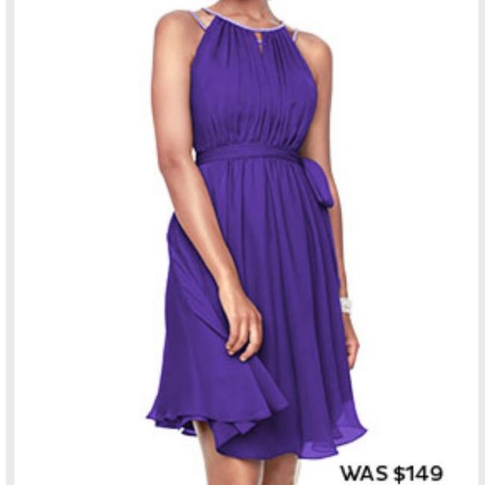 NWT Short Sleeveless Chiffon Dress with Beaded Straps DAVID'S BRIDAL F1…